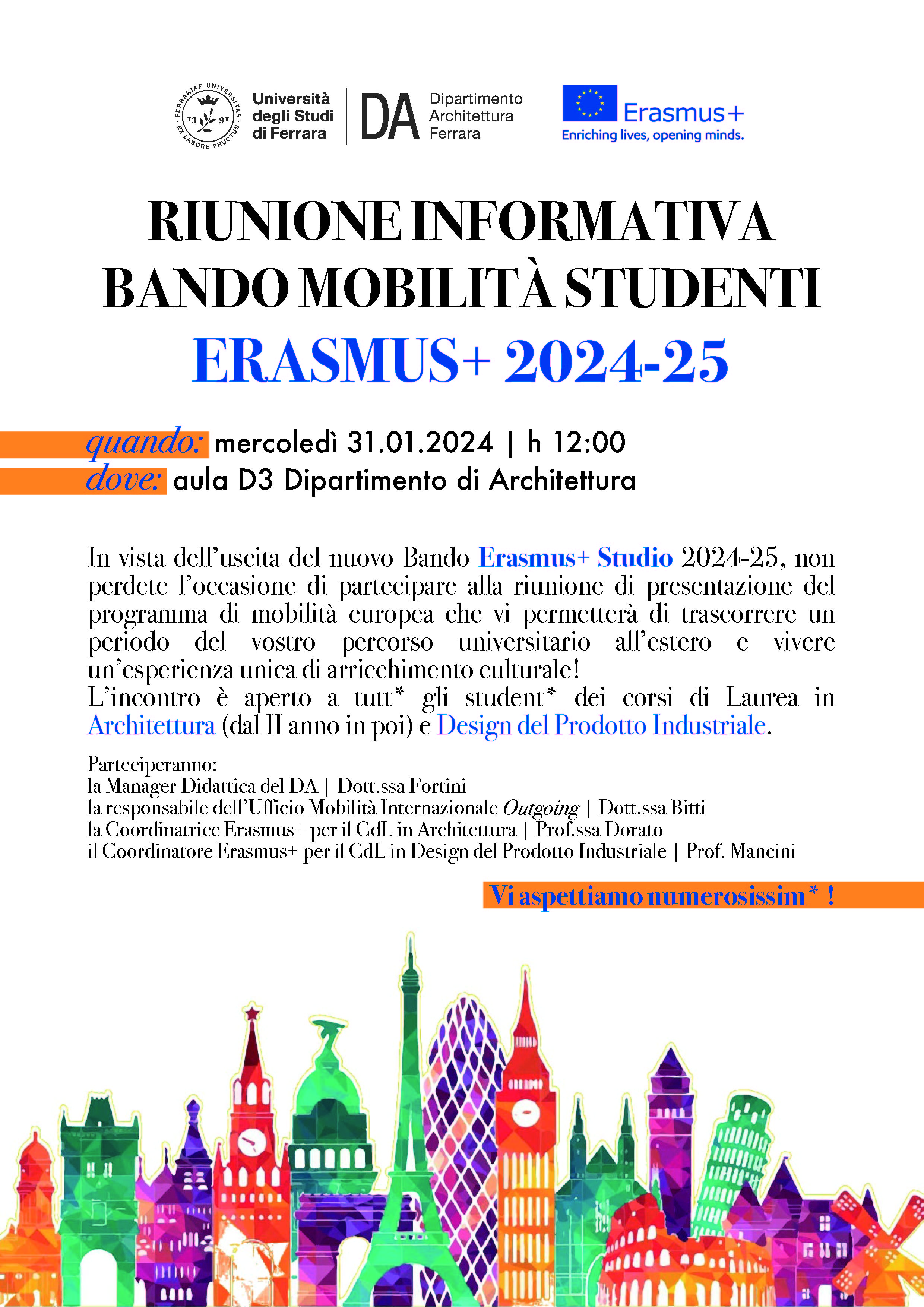 Locandina incontro orientamentoo Erasmus+Studio 2024-25