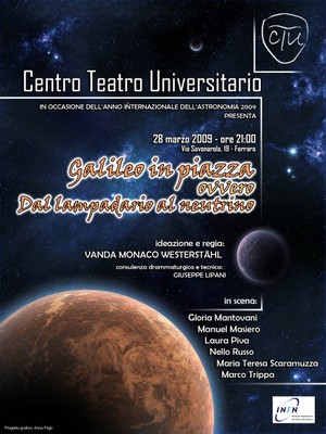 La locandina dello spettacolo "Galileo in piazza"