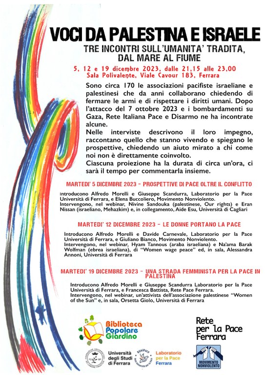 locandina incontri Israele Palestina 5-12-19 dicembre Sala Giardino Ferrara.jpeg