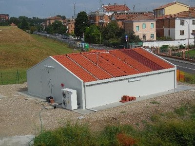 Il prototipo di tetto realizzato a Ferrara