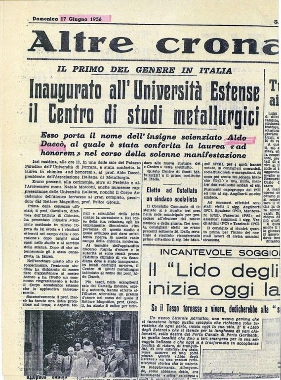 Il Resto del Carlino, Cronaca di Ferrara, 17 giugno 1956