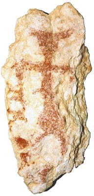 La pietra dipinta nota come lo Sciamano ritrovata a Grotta di Fumane.jpg