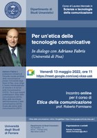 2021/22 – Invito: Lezione del prof. Adriano FABRIS (Università di Pisa)