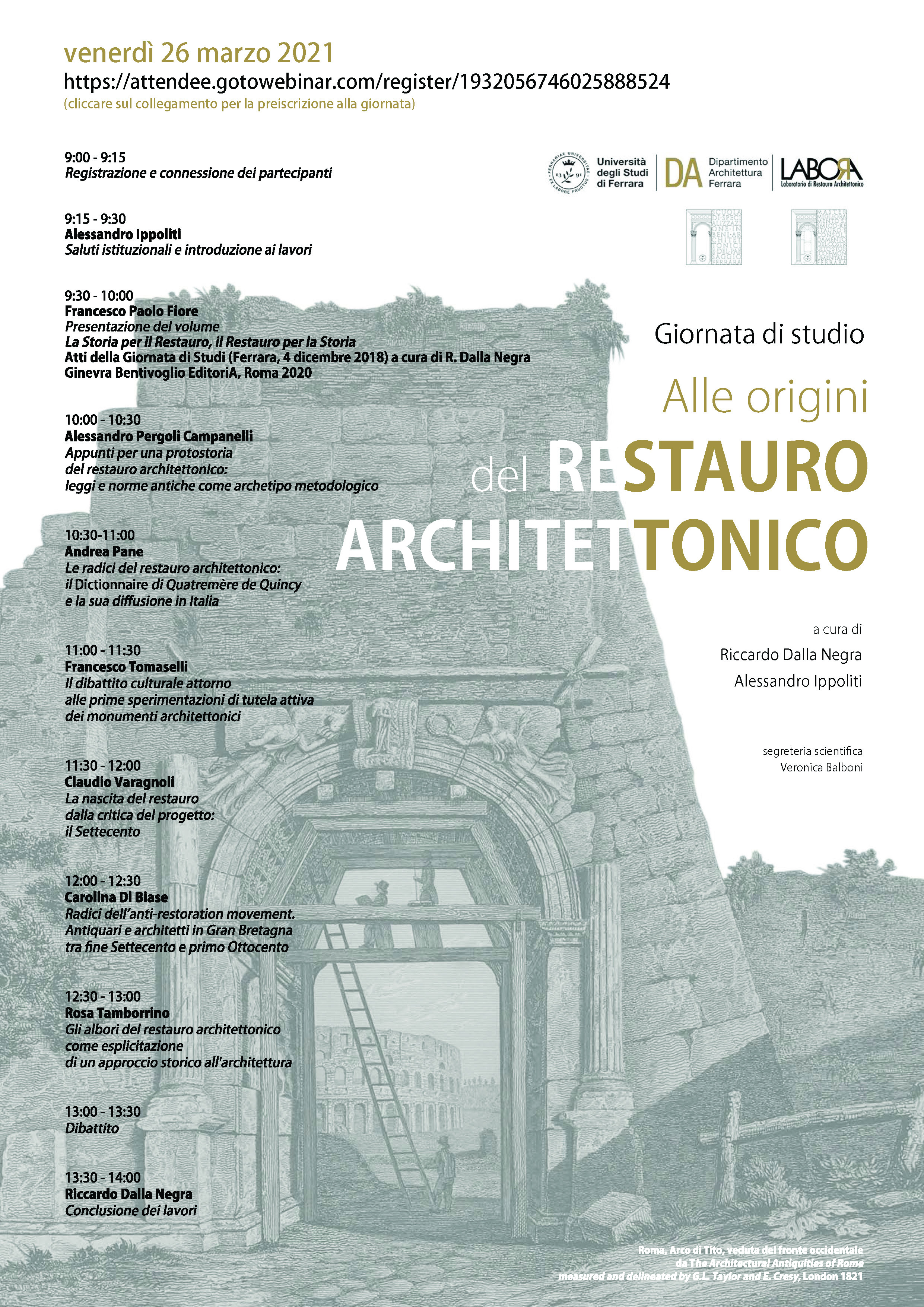 Giornata di Studi "Alle origini del restauro architettonico" 26 marzo 2021