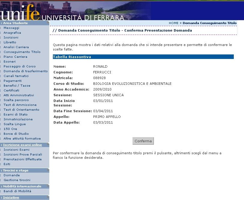 4 Conferma appello