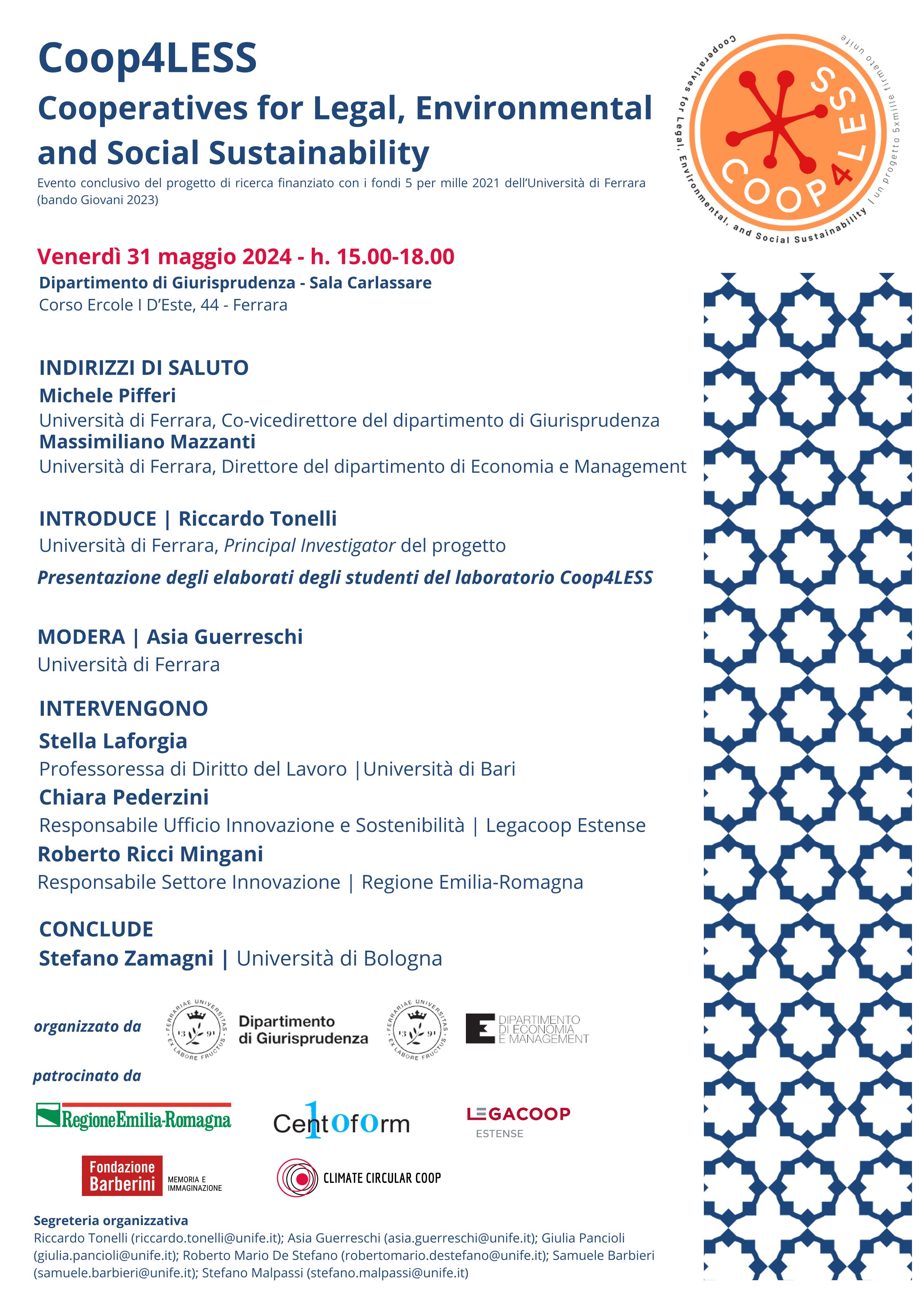 31/05/2024 | Evento conclusivo Coop4Less - Bando Giovani 2023 - finanziato con i fondi 5xMille di UNIFE