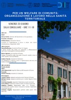 Convegno "Per un welfare di comunità: organizzazione e lavoro nella Sanità territoriale" | 23/06/2023