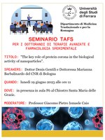 Seminario TAFS | "The Key Role of Protein Corona in the Biological Activity of Nanoparticles" | 19/06/2023