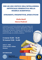 SUM | "Per un uso critico dell'intelligenza artificiale generativa nella ricerca scientifica" | 5 e 13 marzo 2024 