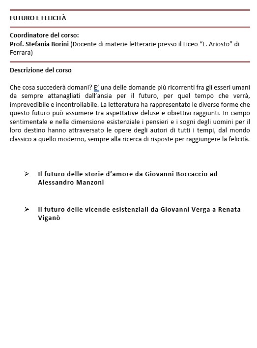 FUTURO E FELICITÀ