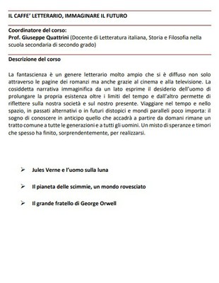 IL CAFFE’ LETTERARIO, IMMAGINARE IL FUTURO