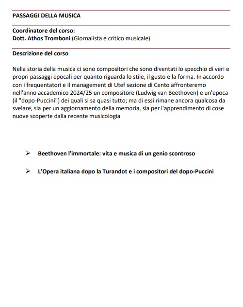 PASSAGGI DELLA MUSICA
