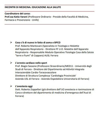 INCONTRI DI MEDICINA. EDUCAZIONE ALLA SALUTE