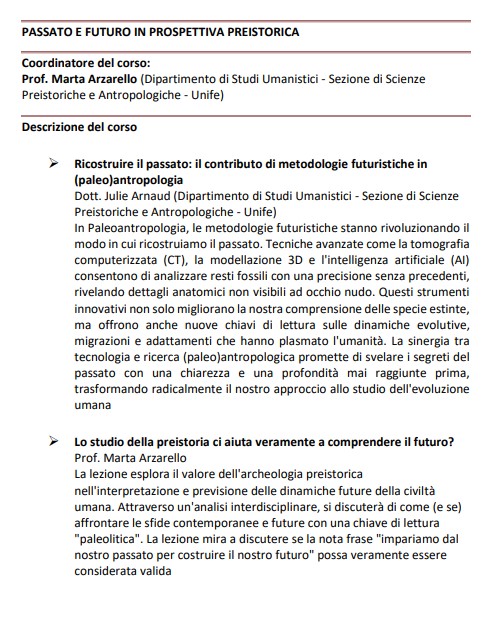 PASSATO E FUTURO IN PROSPETTIVA PREISTORICA