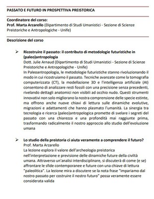 PASSATO E FUTURO IN PROSPETTIVA PREISTORICA
