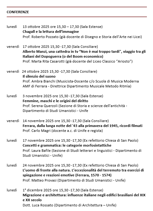 DAL 13/10/ 25 AL 1/12/25