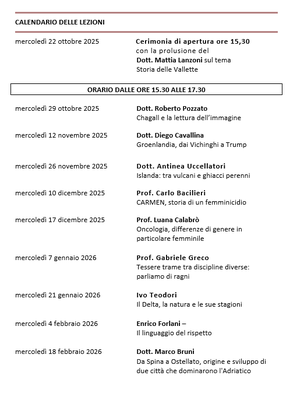 DAL 22/10/25 AL 18/2/26