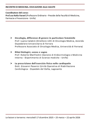 INCONTRI DI MEDICINA. EDUCAZIONE ALLA SALUTE