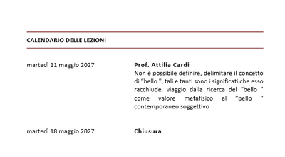 DAL 11/5/27 AL 18/5/27