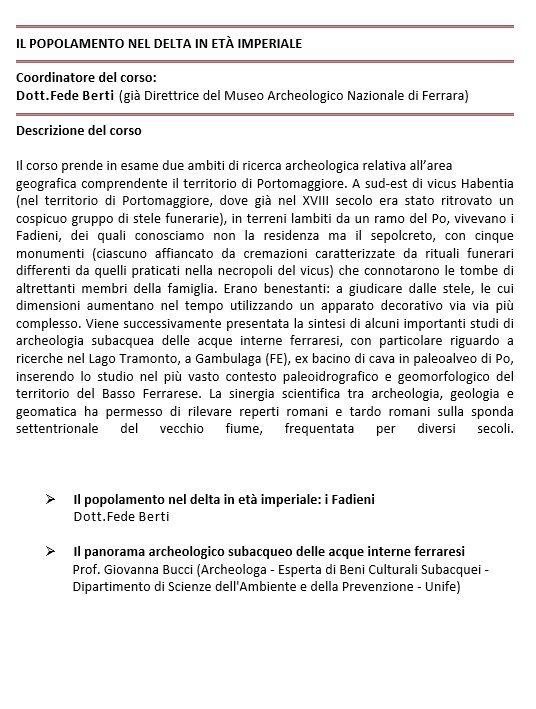 IL POPOLAMENTO NEL DELTA IN ETÀ IMPERIALE