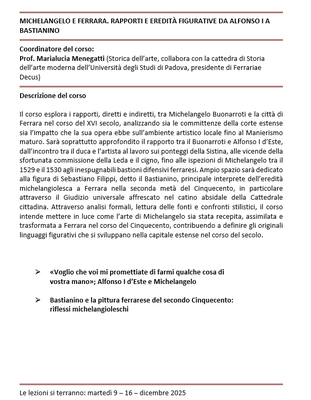 MICHELANGELO E FERRARA. RAPPORTI E EREDITÀ FIGURATIVE DA ALFONSO I A BASTIANINO 