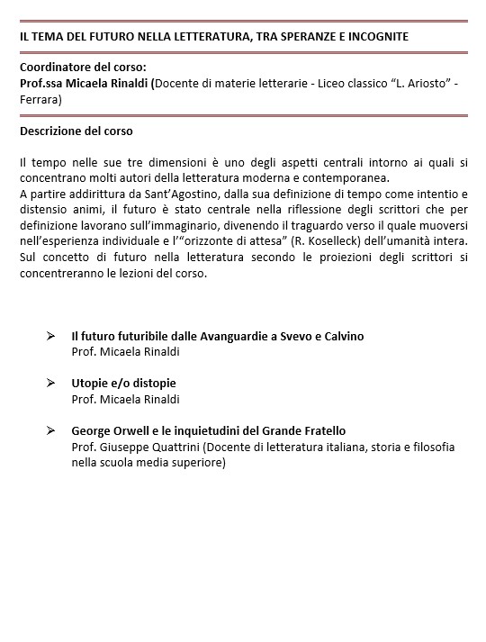 IL TEMA DEL FUTURO NELLA LETTERATURA, TRA SPERANZE E INCOGNITE