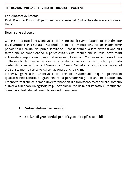 LE ERUZIONI VULCANICHE, RISCHI E RICADUTE POSITIVE 