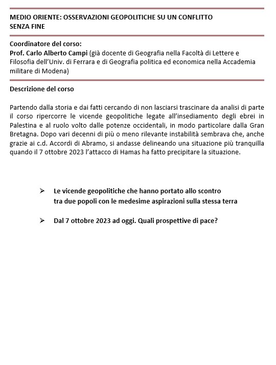 MEDIO ORIENTE: OSSERVAZIONI GEOPOLITICHE SU UN CONFLITTO SENZA FINE 